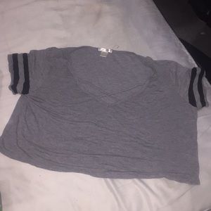 Grey and Black Cropped Shirt